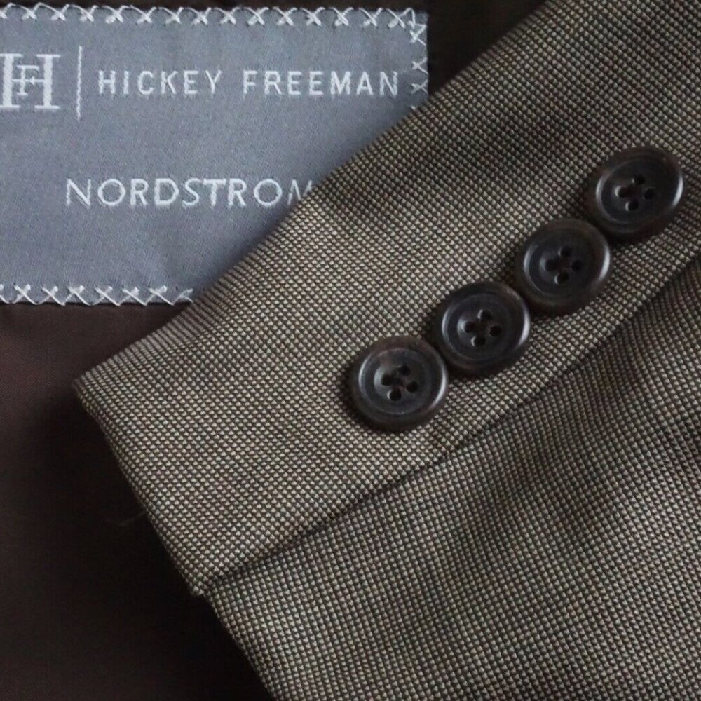 Hickey Freeman Madison Worsted Wool Brown 2 Pc Suit Jacket Pants Sz 41R